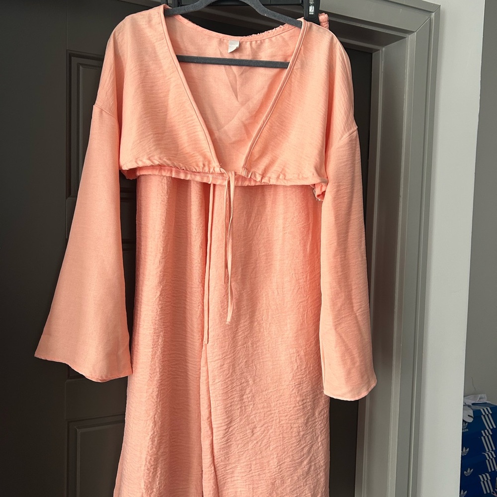 Peach Long-Sleeve Women's Dress